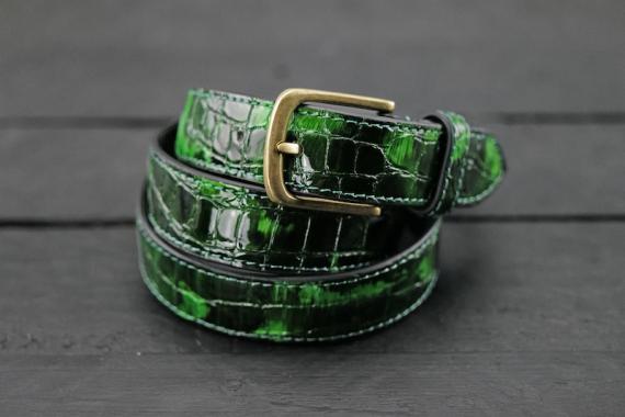 LaCeinture à Boucle Caïman - 115 cm - Emerald