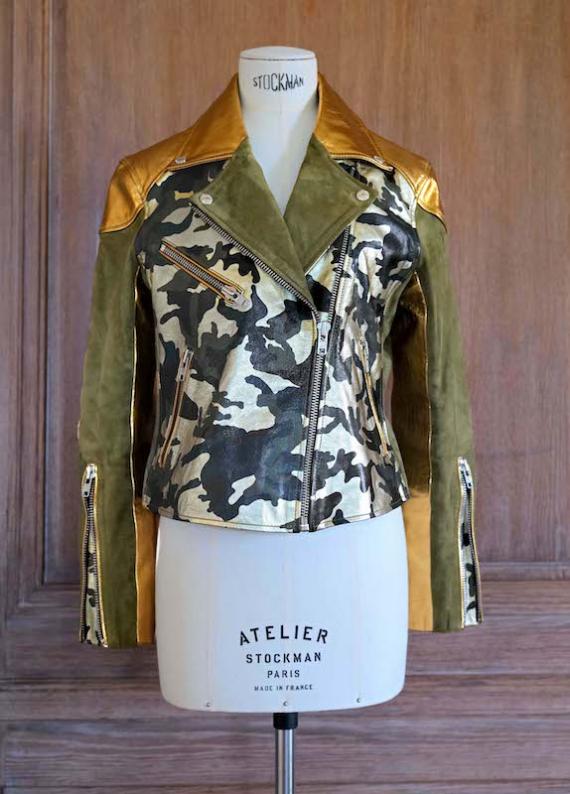 LePerfecto Camouflage Khaki / Gold - Size 40